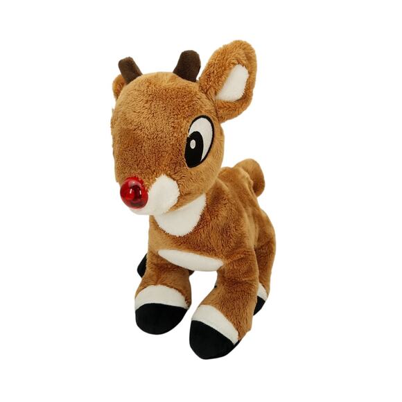 Rudolph The Red Nosed Reindeer Plush Stuffed Animal Lighted Nose Musical Works - Picture 1 of 12